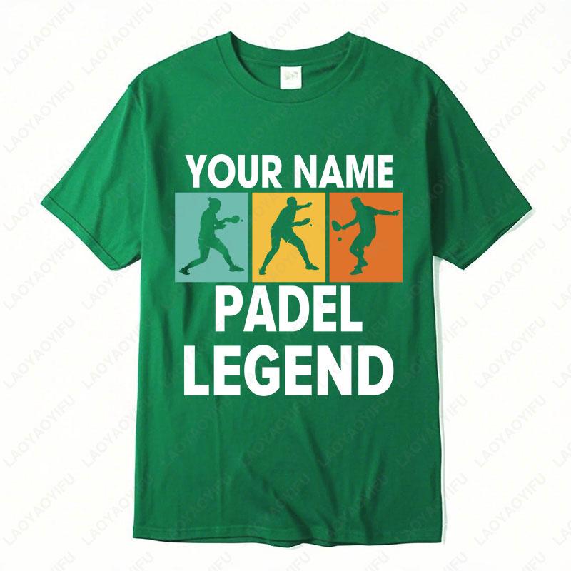 Personalised Your Name The Padel Legend Cotton TShirt for Padel Fans Tennis Player Silhouette Sports Casual Printed Unisex Tops