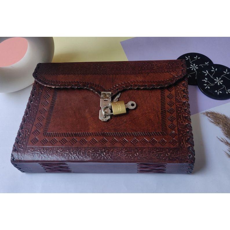 Lockable Leather Journal: Embossed Book of Secrets, Diary