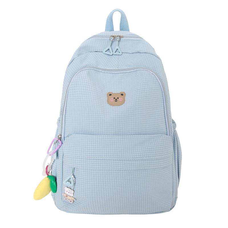 Solid Color Schoolbag Female Junior High School Student Campus Backpack Travel Backpack