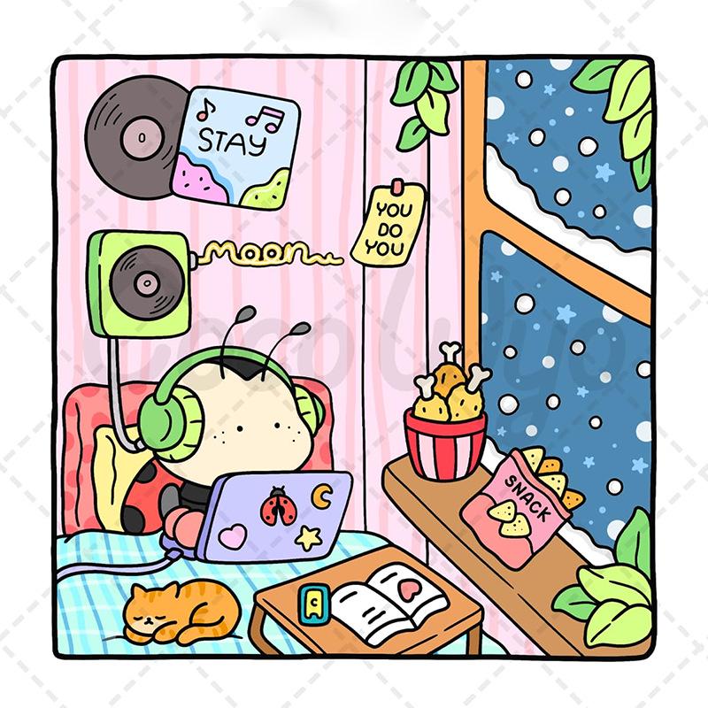 Cross-Border Adult & Teen Coloring Book: Cute Animal Characters for Easy Coloring