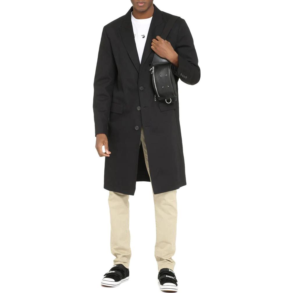 PALM ANGELS Coats Men's Black Lapel Moderate PMEA083S21FAB001-1001