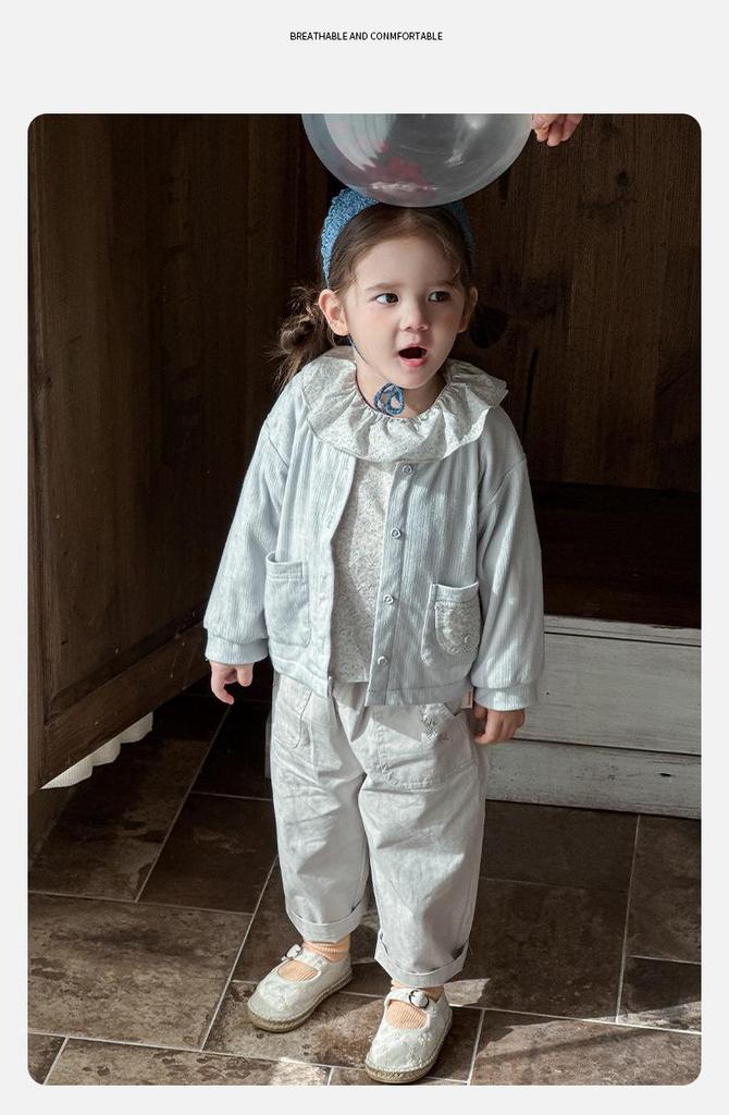 Korean-Style Spring Jacket & Pant Set for Girls (1-3 Years)