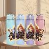 1PC Star Frame Chibi Character Group 750ml Color Plastic Sports Water Bottle Leakproof Flip Straw Lid For Sports Office Home Use