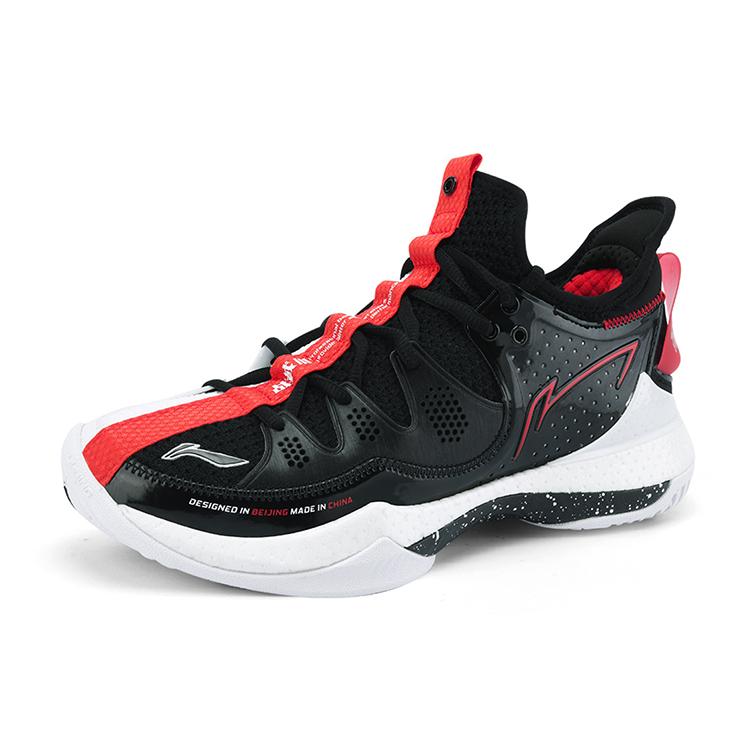 Li Ning Badminton Shoes Unisex Mid Top Black/White/Red AYAS024-2