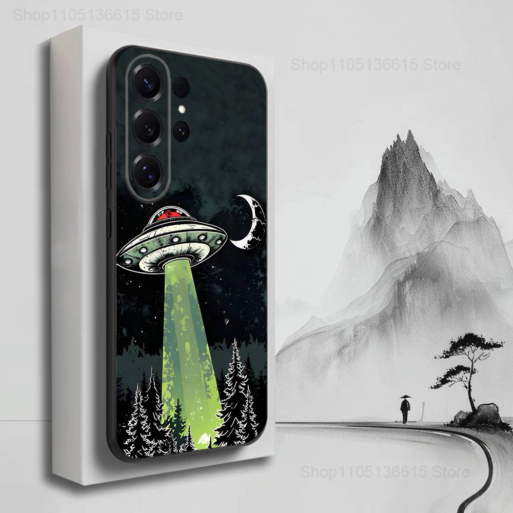 Singular Space UFO Alien For Samsung S9,S10,S20,S10,S21,S25,S24,S23,Ultra,FE,Plus,Lite,Soft Silicone Black Case