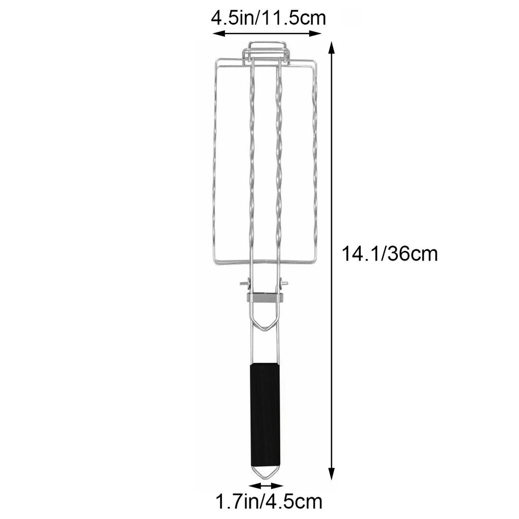 Stainless steel BBQ grill mesh, hot dog sausage grill clip, detachable folding ham sausage grill, outdoor barbecue rack