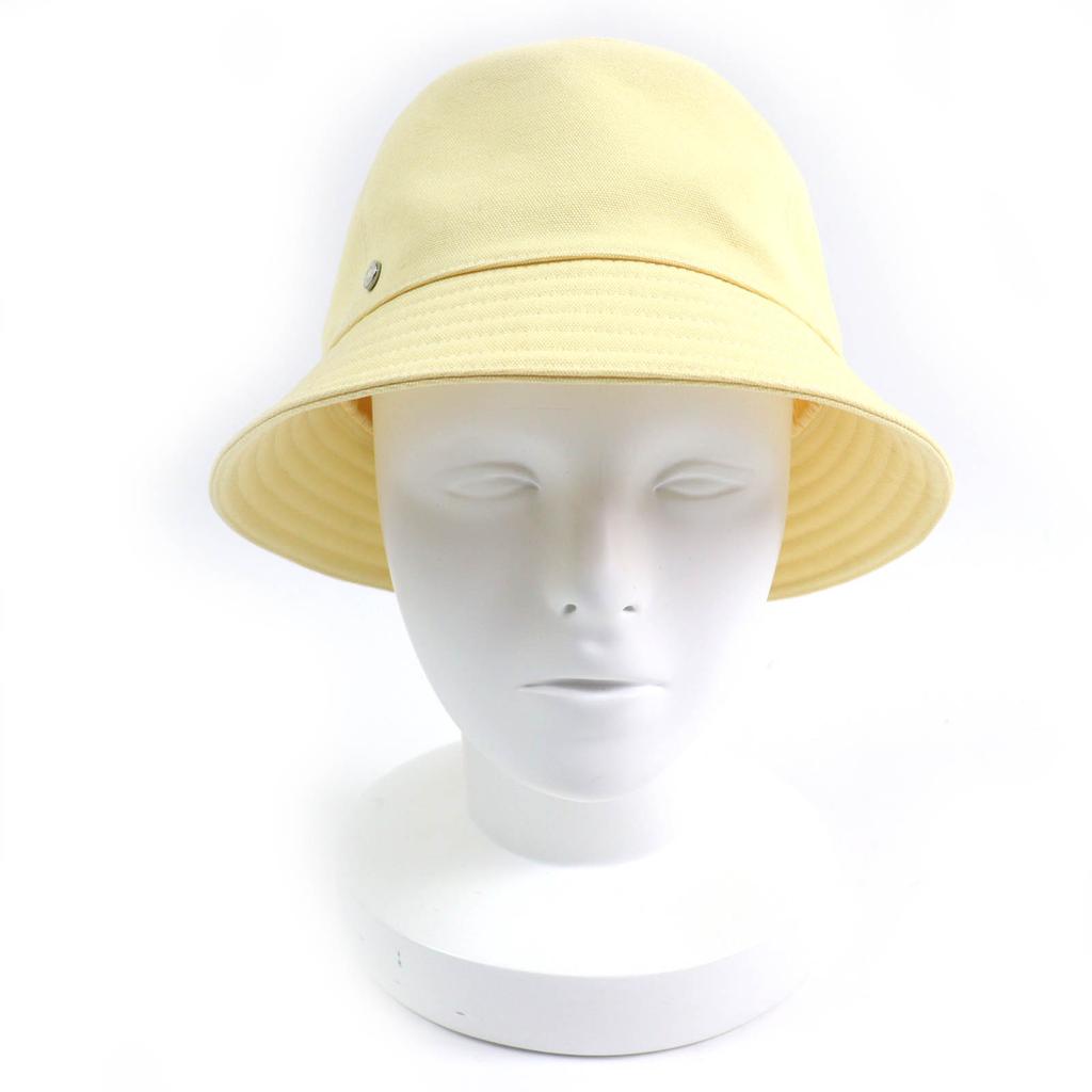 Excellent HERMES hat Calvi Serie Metal Bucket Hat yellow cotton Women 57 Used