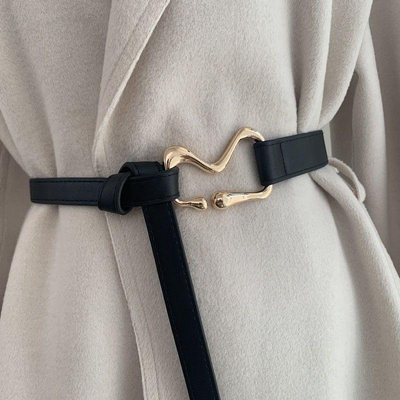 Womens Contemporary Black Suit Jacket With Elegant Belt For Stylish Fall Looks