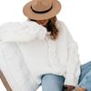 European & American Autumn/Winter V-Neck Cable Knit Loose Pullover Sweater for Women