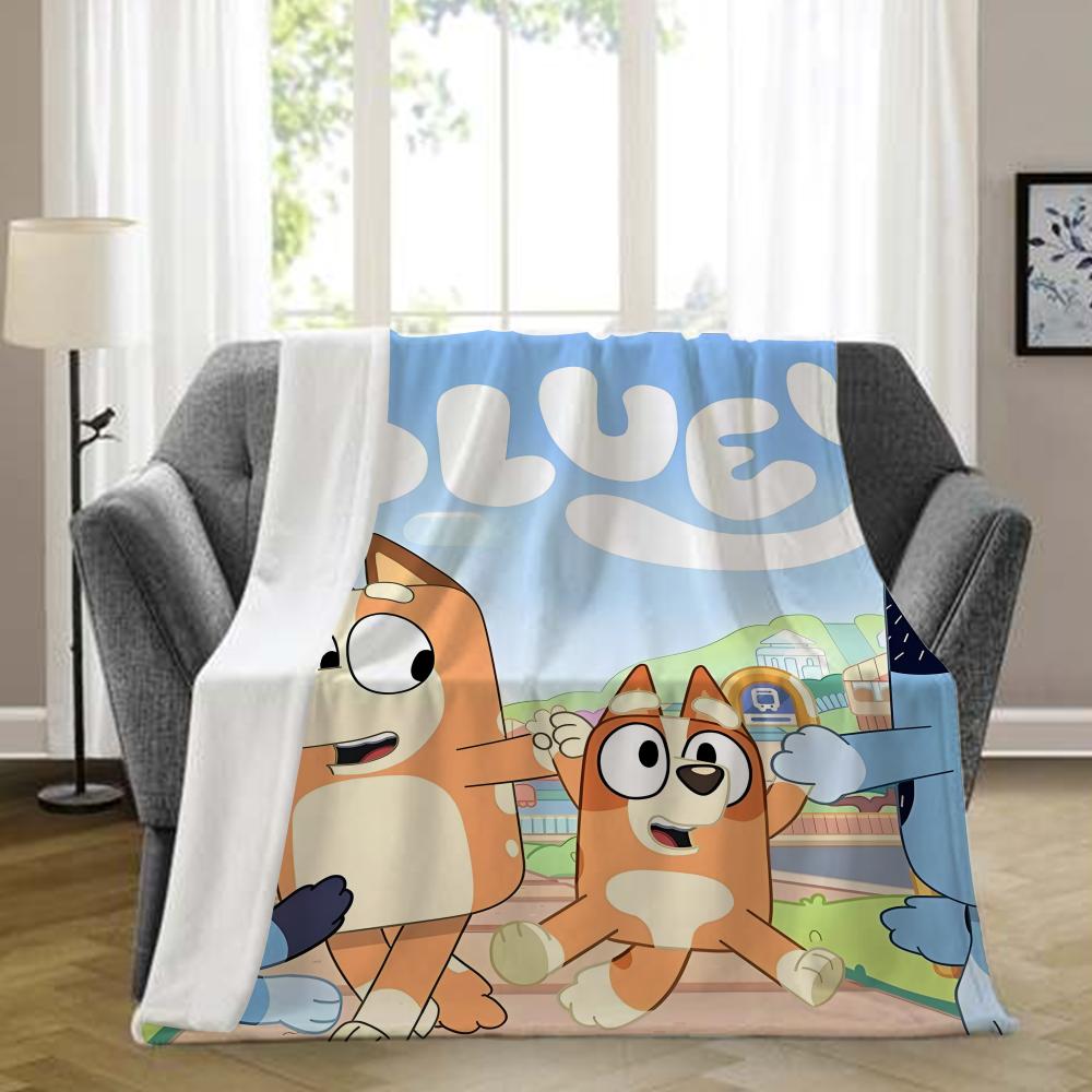 B-bluey-y Nadýchaná deka Estetická Přenosná Domů Cestování Kempování Pohovka Piknik Silná Teplá Flanelová deka