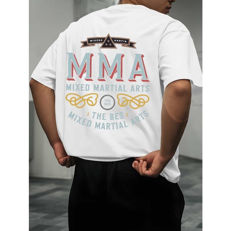 European Size Casual Short-Sleeved T-Shirts for Summer Outdoor Activities in Mixed Martial Arts, Featuring Trendy Prints for Men, Loose-Fitting Styles