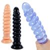 Průhledný PVC anální kolík se závitem Gay Sex Toy Žena Masturbátor Dildo Fisting Big Dick Popruh na penis Realistic Cock