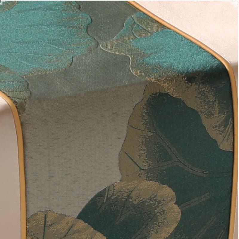Precision Embroidery Table Runner Lotus Leaf Pattern Tea Mat Popular Restaurant Four Seasons Universal Tables Flag Chinese Tea Towel