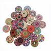 50Pcs 20MM Multicolor Vintage Wooden Buttons Round Assorted Floral Patterns Ideal for Sewing, Knitting, Crocheting Scrapbooking