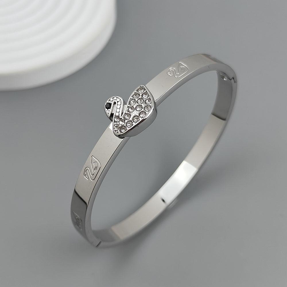 New Swan Zircon Gold-plated Stainless Steel Bracelet 18K, High Quality Waterproof Couple Bracelet, Wife Gift серебряный