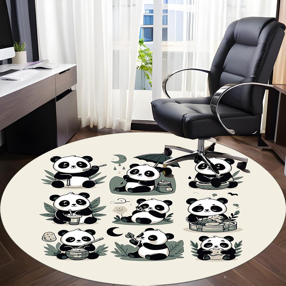 1pc Panda Leisure Office Round Area Rug, Indoor Mat Suitable For Office, Under Office Chairs Bedroom Living Room Home Decor, Room Deco
