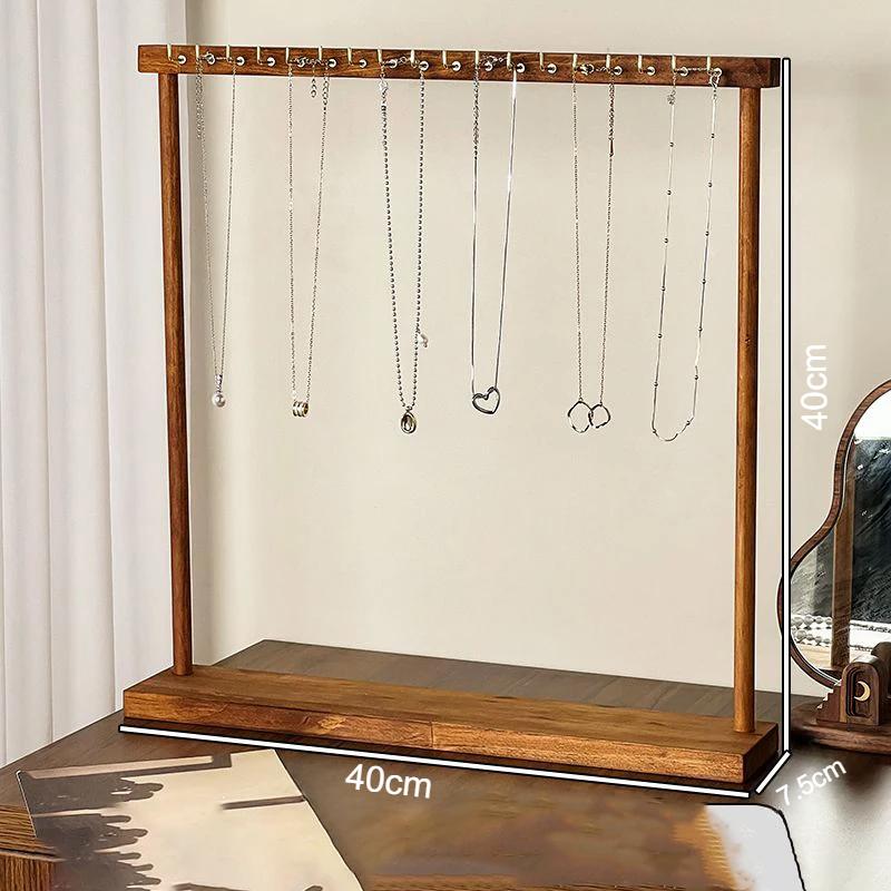 Smyckesorganisatör Displayställ Massivt Trä Halsband Hängande Bänkskiva Ställ För Kedjor Örhängen Armband Monter Förvaringsställ