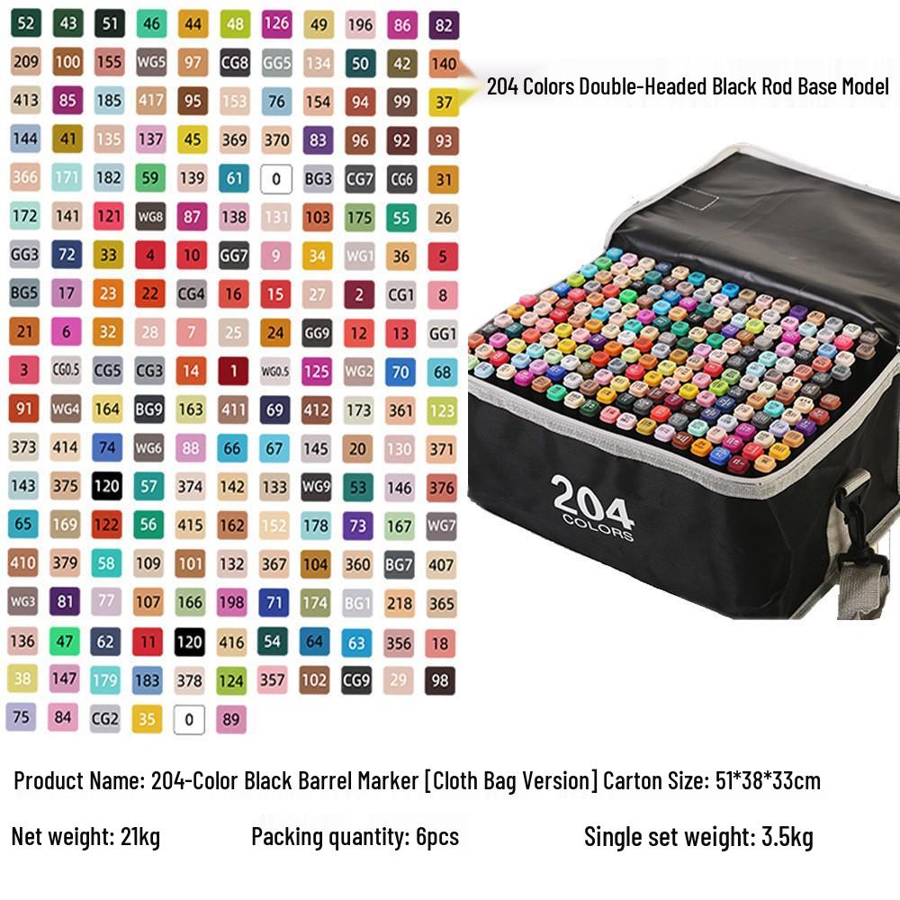 Touch Quick-Drying Double-Ended Alcohol Marker Pen Set - 24/48/80 Colors, Black Handle, Ideal for Kids' Art