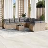 Vidaxl 11-Cz. Set di Mobili da Giardino con Cuscini, Beige, Polyrattan
