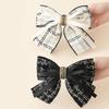 Women's Tweed Double Ribbon Automatic Pin, Pretty Simple Pin, Autumn Hair Pin, Winter Hair Pin, Point Style