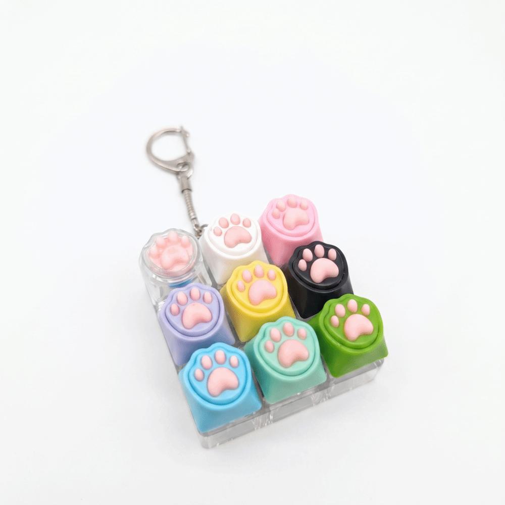Luminated Button Cat Mechanical Keyboard Keyring Cat Paw Button Keycap Keychain  Boys