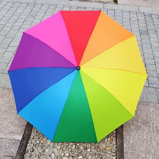 Yousheng Extra Large Rainbow Folding Umbrella Sun Blocking UV Protection Umbrella Waterproof Windproof 10 Ribs Kids Adults Sun Rain Umbrella