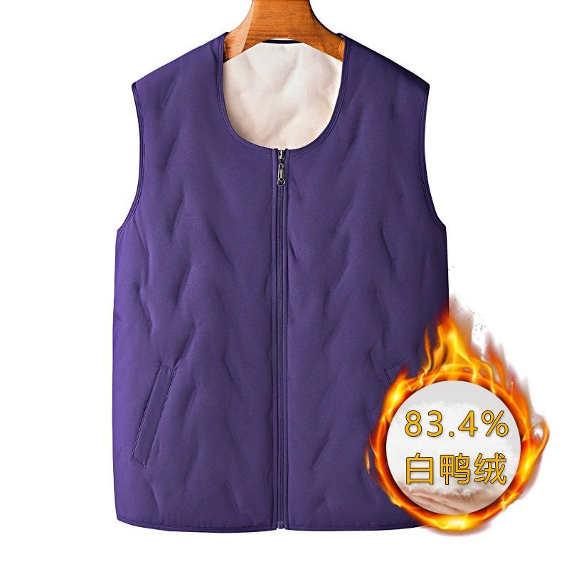 

Down vest wife winter wear old lady winter wear round neck white duck down vest 6XL (165-90kg recommended) фіолетовий