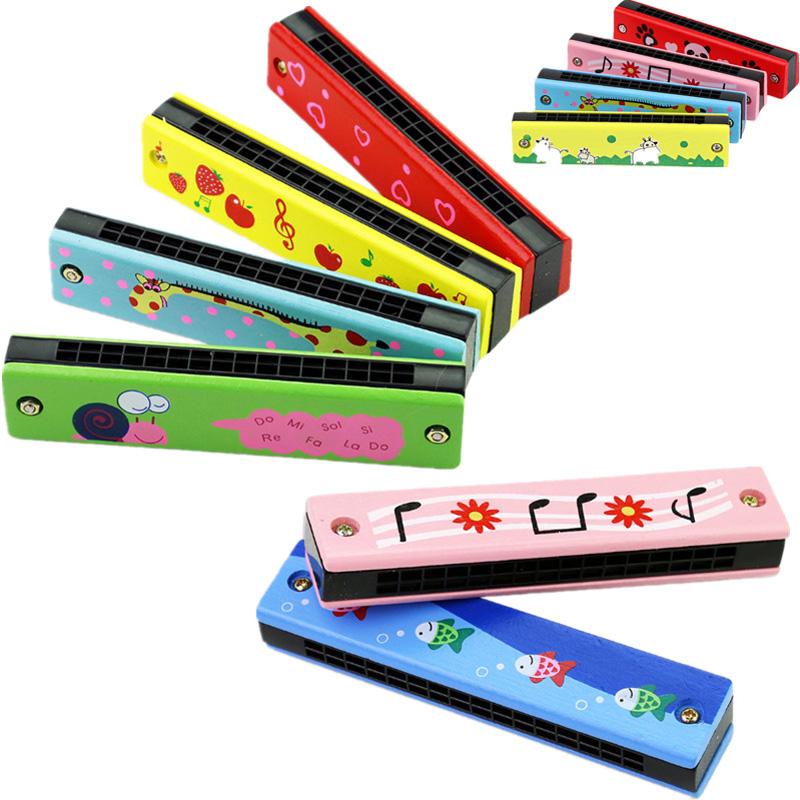 Toys 2PCS Wooden Harmonica 16 Holes Musical Instruments For Beginners Montessori Early Childhood Education Party Favors Kids