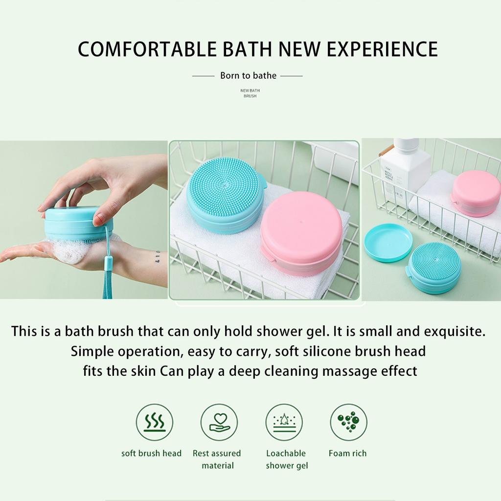 Silicone Body Brush, Exfoliating Bath Brush, Silicone Body Brush (can Carry Soap), Shower Massage Foam Bath Brush, Back Brush Shower (blue + Pink)