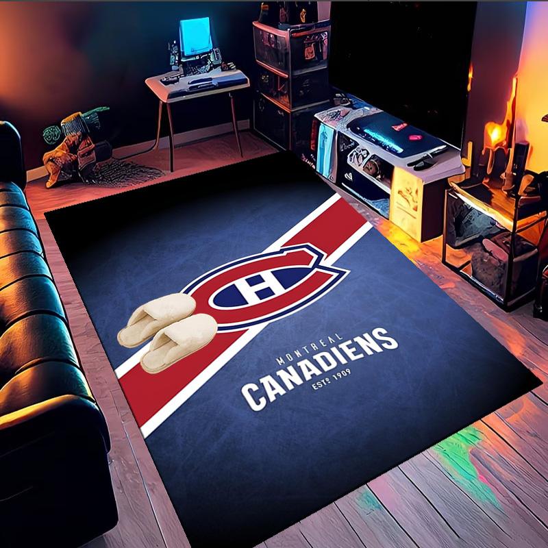 Tapis de sol Équipe de hockey des Canadiens de Montréal Convient pour l'intérieur et l'extérieur, Tapis pour maisons, bureaux, salons, Décoration intérieure, Cadeau de Noël