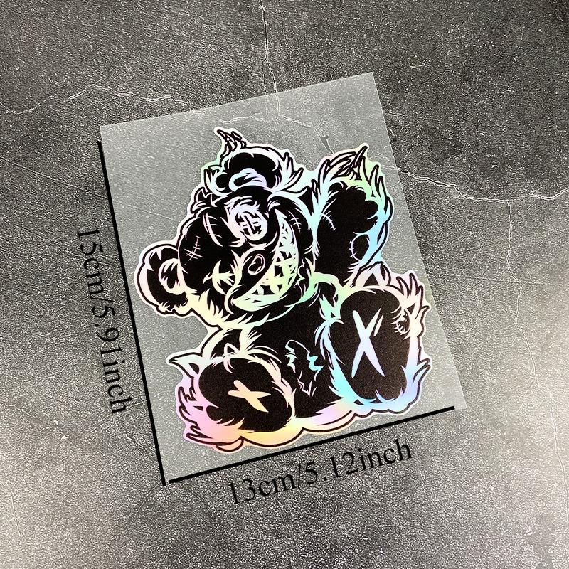 1PC Little Bear Laser Motorcycle Stickers Waterproof for DIY Motorbike Front Fairing Scooter Helmet Box Vinyl Decals Universal