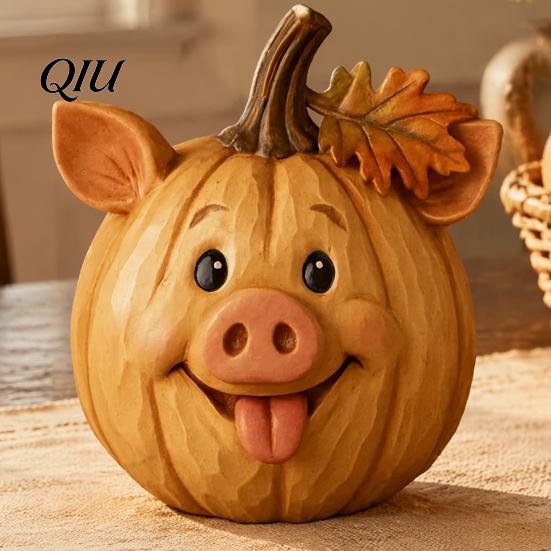 Seasonal Farmhouse Room Accents Artificial Pumpkin Decor, Cute Animals Decorative Pumpkins, Thanksgiving Resin Pumpkins Compact Outdoor Patio