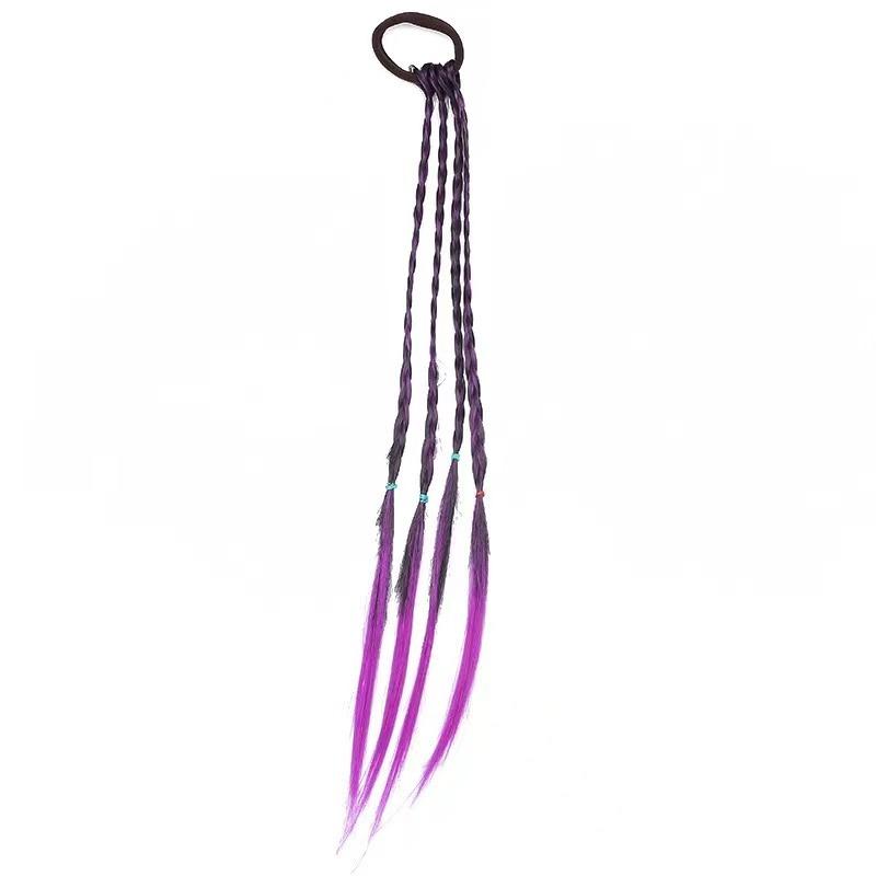 1 PC New Girls Colorful Wigs Ponytail Kids Hair Accessories Headdress Hair Ornament Headbands Rubber Bands Beauty Hair Bands Headwear