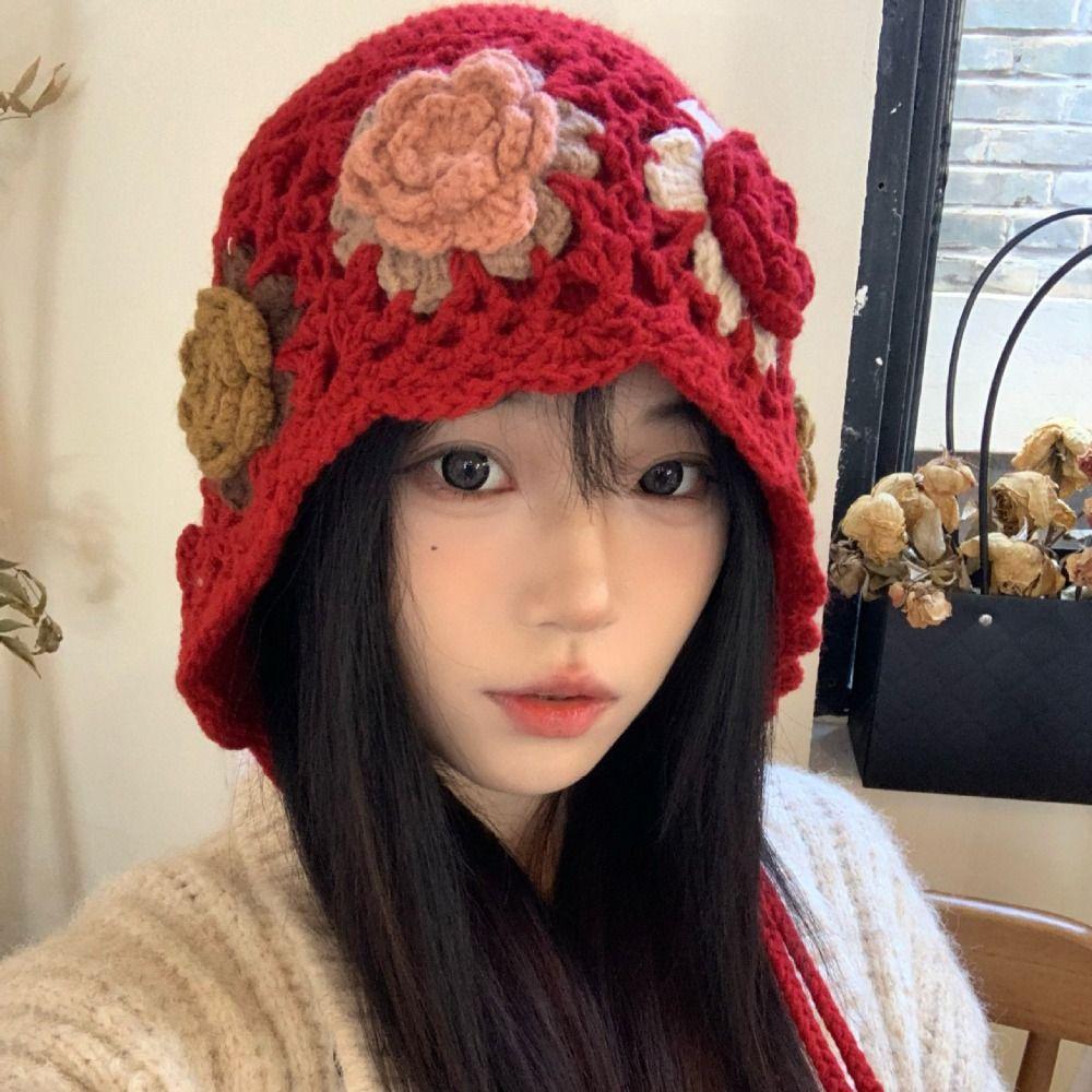 Tassels Tassel Beanies Hollow Out Knit Cap Fashion Weave Cap  Apparel Accessories