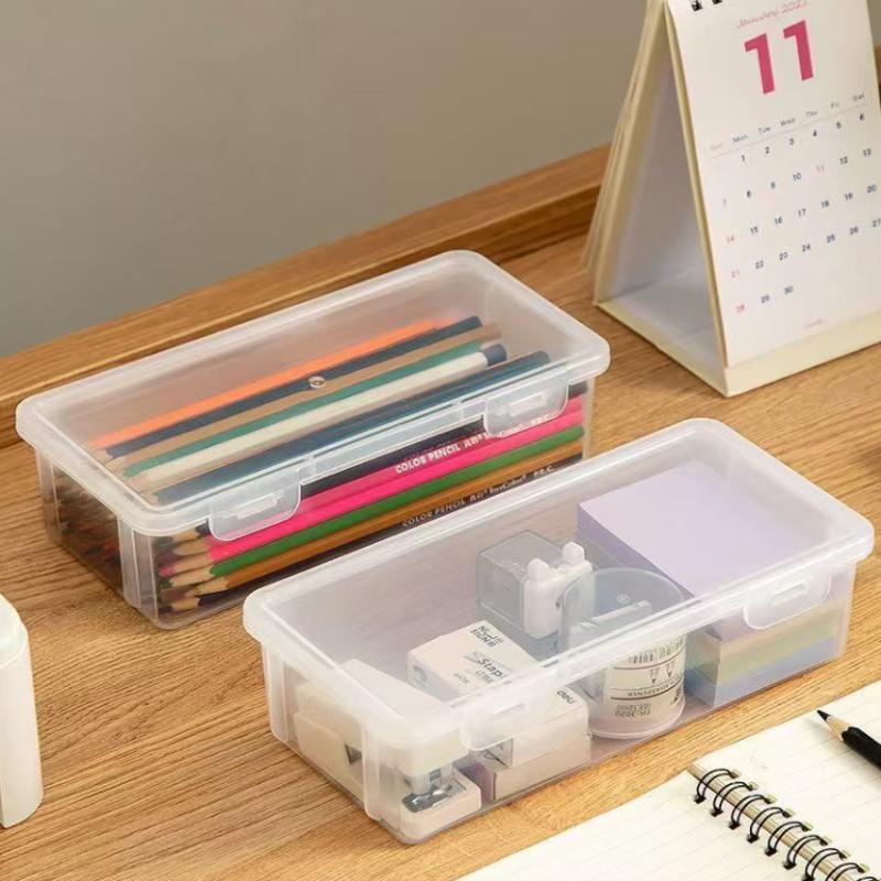 1/4Pcs Large Clear Plastic Storage Boxes With Hinged Lids Ideal For Jewellery Ornaments Home Supplies And Office Organization