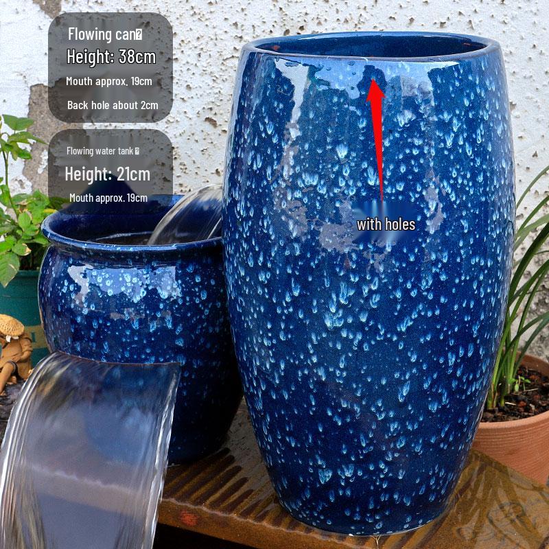 Komplettes Wasserfall-Dekoration Keramik-Aquarium mit zirkulierendem Wasser und Filter für die Wasserlandschaftsgestaltung.