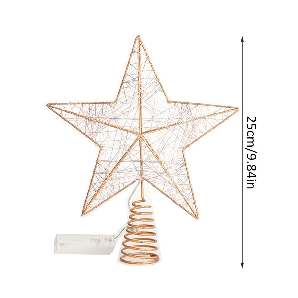 Gold Iron Xmas Tree Ornaments Pearl Wire LED Glowing Star Lamp New Home Decoration Party Decor