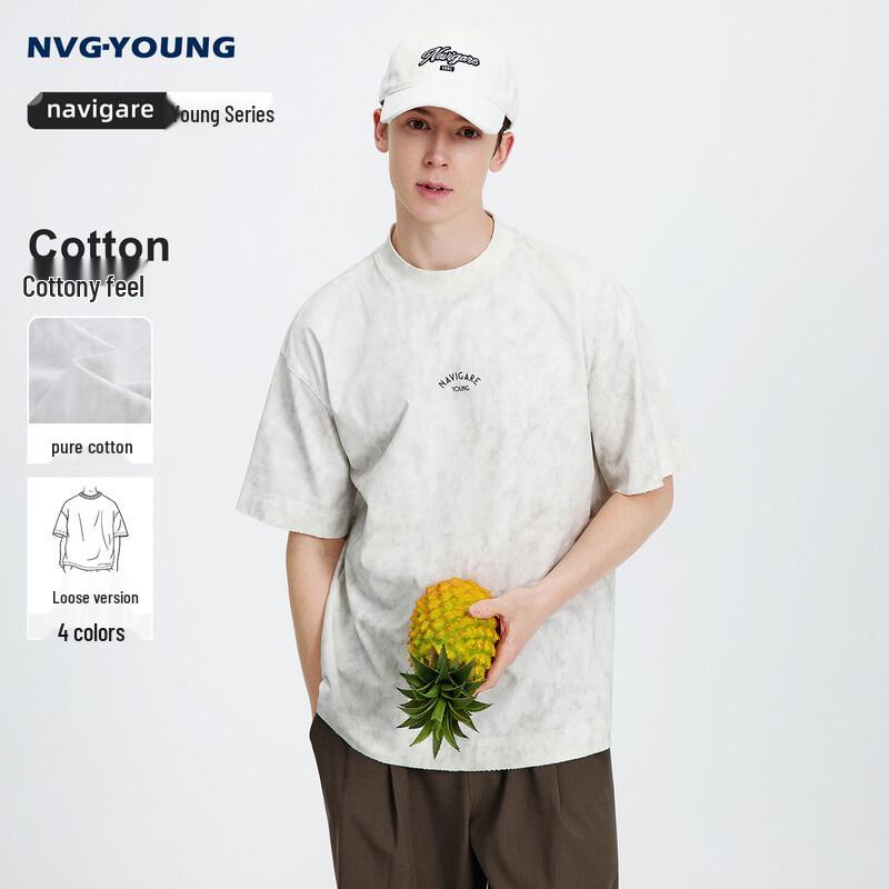 NVG·YOUNG Men s Distressed Sailboat Graphic Loose Fit Short Sleeve T-Shirt M