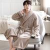 Coral Fleece Nightgown Men'S And Women'S Autumn And Winter Long Knee Bathrobe Large Size Flannel Fleece Thickened Couple Nightgown