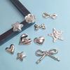 100Pcs Silver Color Heart Bowknot Star Flatback Cabochons for Hairpin Scrapbooking DIY Jewelry Craft Decoration Accessories