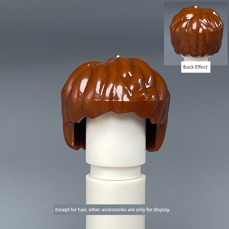 

MOC Small Particles Doll Toy Wear Headdress Boy Building Blocks 1056088 unkempt hair Brown