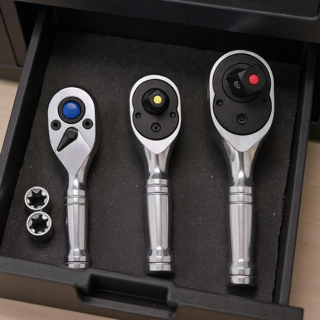 72-Tooth Ratchet Wrench with Short Handle Fast Efficient Auto Repair Tool for Household Plumbing Mechanical Component Assembly