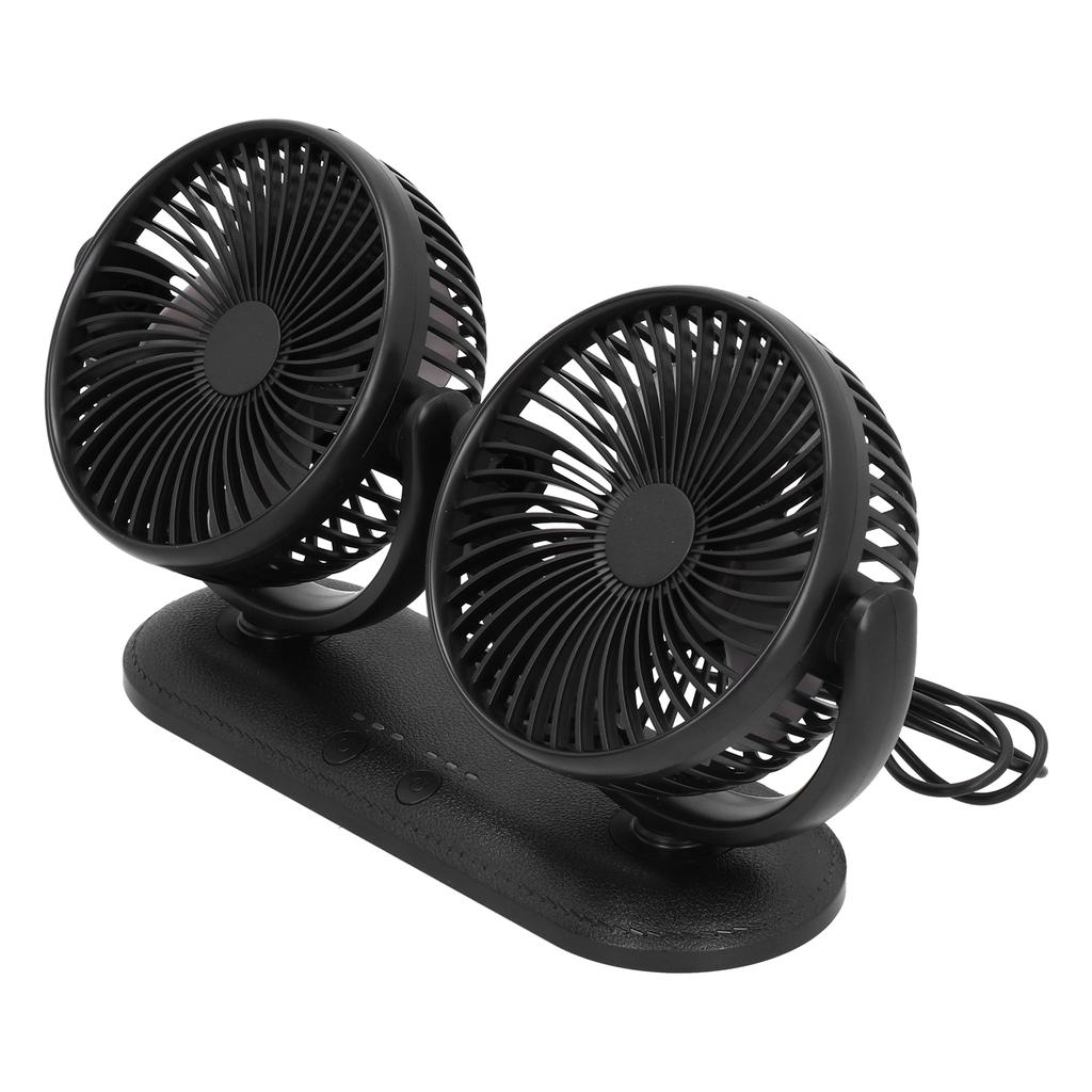 Car Auto Fan 360 Degree Adjustable 3‑Level Air Cooling Dual Head Silent USB Cooler DC201