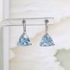 925 Sterling Silver Women's Earrings Natural Brazil Sky Blue Topaz Triangle 8.0mm Gemstones Fine Jewelry for Birthday Daily Wear