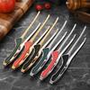 "Korean Style Titanium Gold-Plated 304 Stainless Steel Pointed Tip Tongs with Rubber Handle for Barbecue and Food">