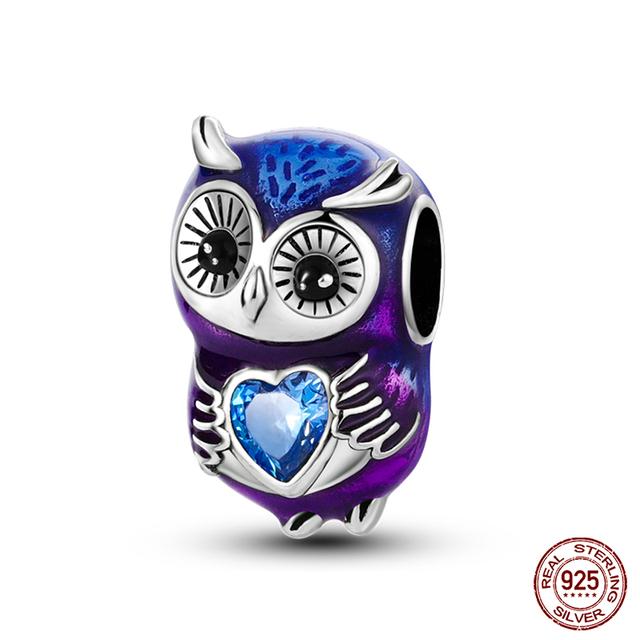 Prawdziwe 925 Sterling Silver kolorowy motyl sowa wróżka wisiorki koraliki Fit Fasion 925 oryginalne bransoletki naszyjniki Fine DIY biżuteria