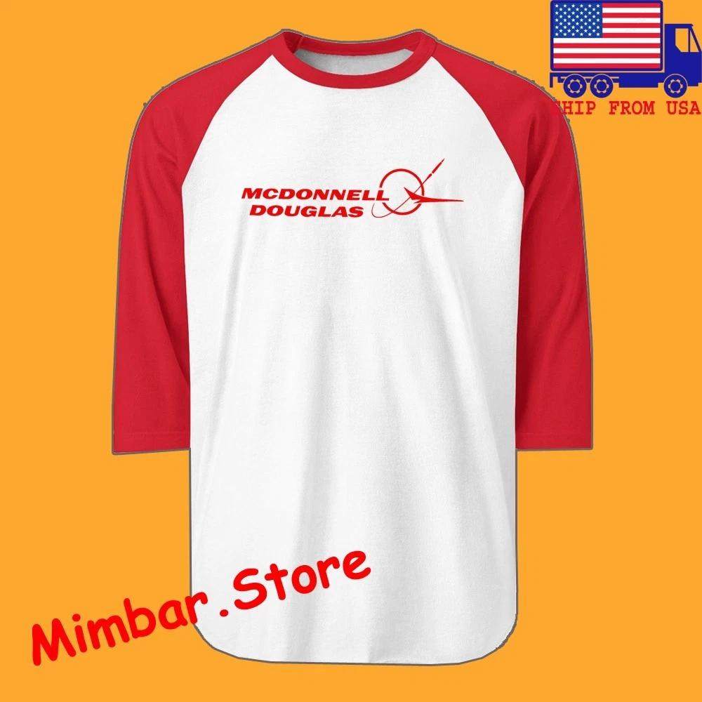 Mcdonnell Douglas Aerospace Men s Raglan Red Size S-2XL 3XL