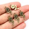 40pcs 21x10mm Antique Bronze Plated Flower Rose Handmade Charms Pendant
