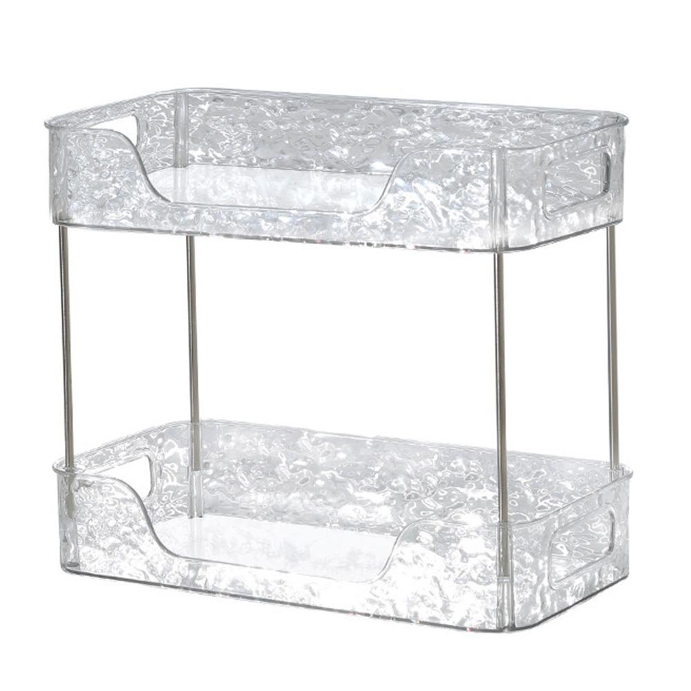 Acrylic Desktop Storage Rack Transparent Water Ripple Design Cosmetics Storage Holder Large Capacity Desktop Organizer Bathroom