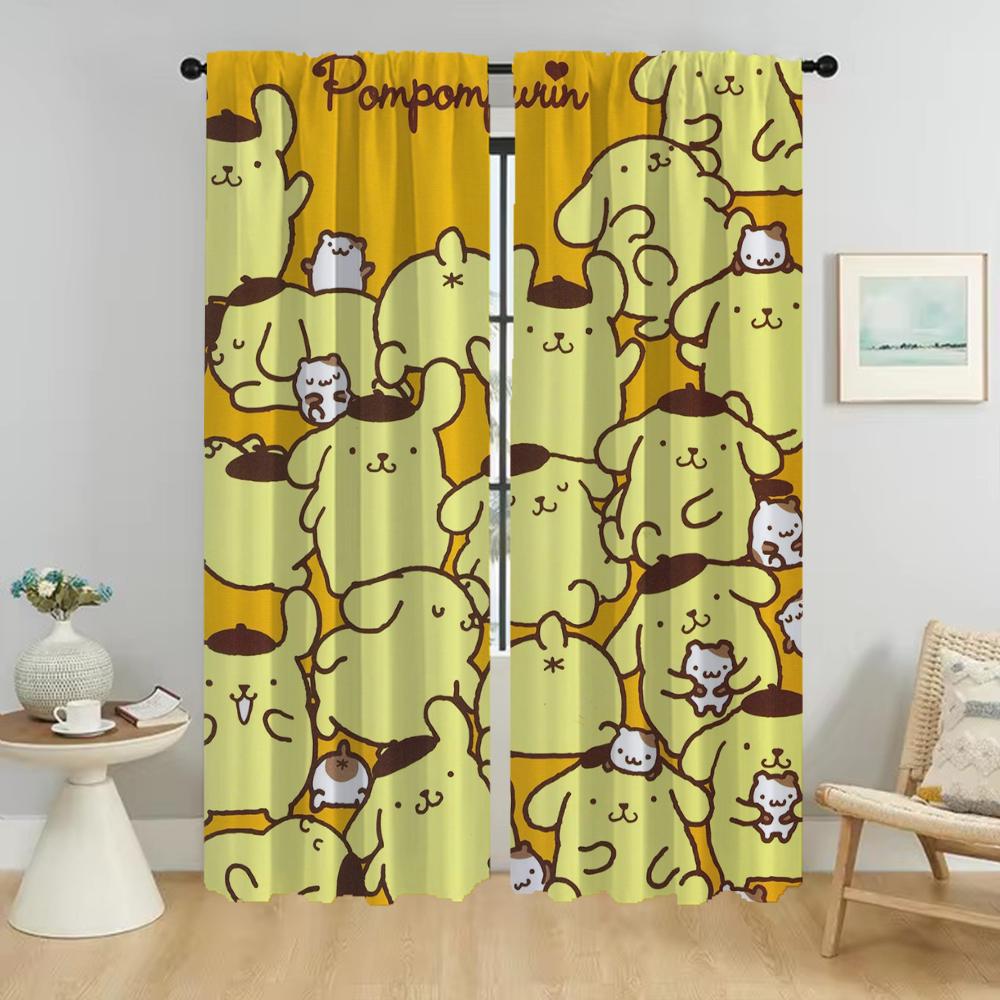 

P-Pompom Purin Home Interior Curtains for Living Room Shades Blackout Curtain Halloween Decoration Partition Tulle for Bedroom W50xH70cmx2pcs-CL